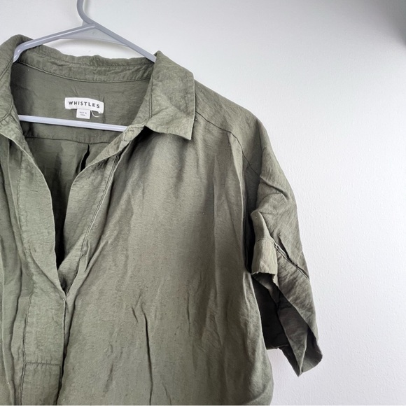 Whistles Olive Green Lightweight Cotton Blouse Size 6 - Picture 5 of 8